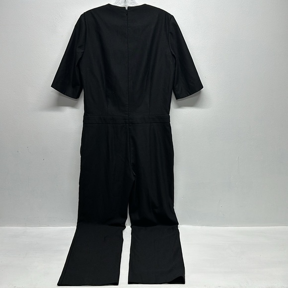 Maje Kaaris Jumpsuit One Piece Romper Deep V Lace Trim Pockets Black Size 38 - Picture 5 of 9